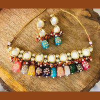 Pooja Bangles Gold Plated Kundan & Beads Necklace Set