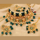 Pooja Bangles Gold Plated Crystal Stone & Beads & Meenakari Choker Necklace Set