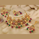 Pooja Bangles Gold Plated Crystal Stone & Beads & Meenakari Choker Necklace Set