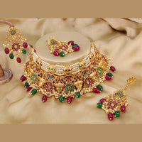 Pooja Bangles Gold Plated Crystal Stone & Beads & Meenakari Choker Necklace Set