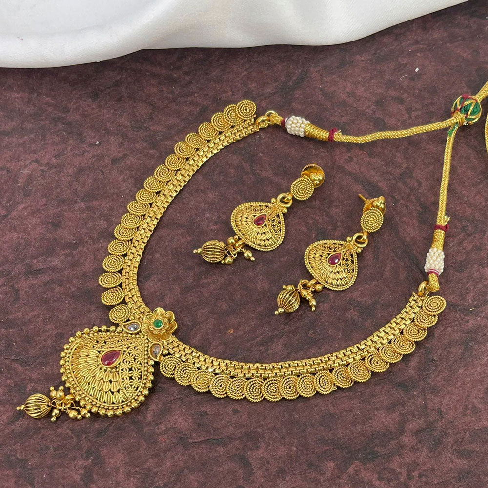 Pooja Bangles Gold Plated Kundan Stone Necklace Set