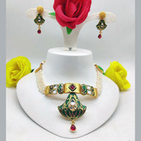 Pooja Bangles Gold Plated Meenakari And Crystal Stone Necklace Set
