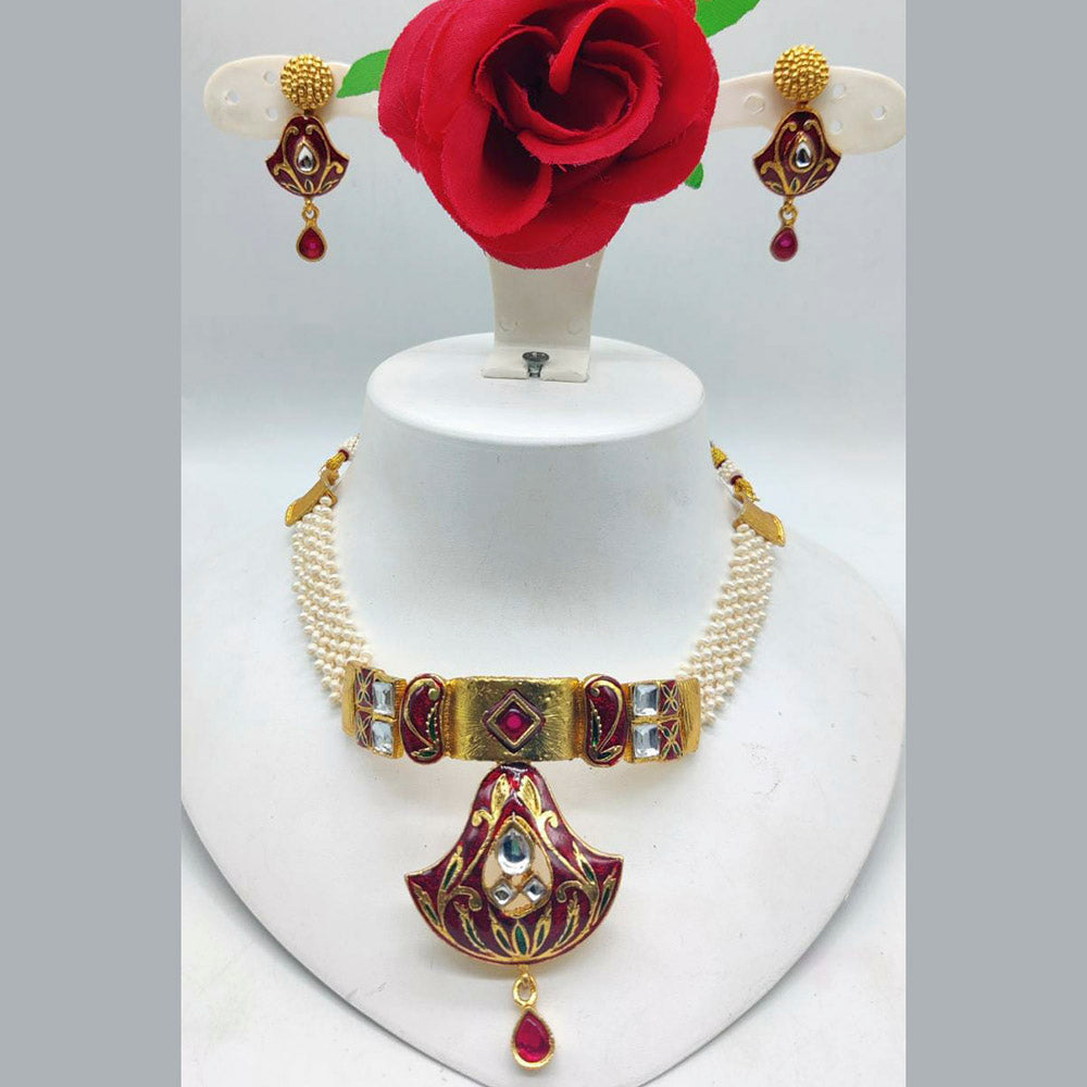 Pooja Bangles Gold Plated Meenakari And Crystal Stone Necklace Set