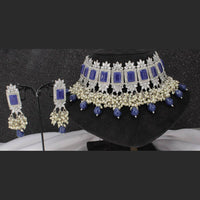 Pooja Bangles Silver Plated Kundan & Crystal Stone & Beads Necklace Set