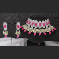 Pooja Bangles Silver Plated Kundan & Crystal Stone & Beads Necklace Set