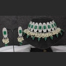 Pooja Bangles Silver Plated Kundan & Crystal Stone & Beads Necklace Set