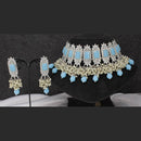 Pooja Bangles Silver Plated Kundan & Crystal Stone & Beads Necklace Set