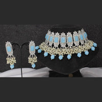 Pooja Bangles Silver Plated Kundan & Crystal Stone & Beads Necklace Set