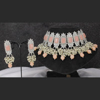 Pooja Bangles Silver Plated Kundan & Crystal Stone & Beads Necklace Set