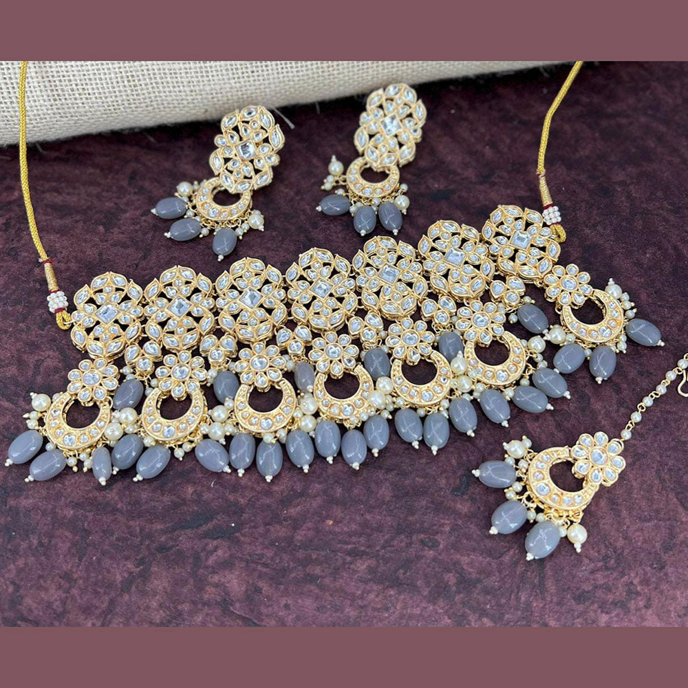 Pooja Bangles Gold Plated Kundan Stone & Beads Necklace Set