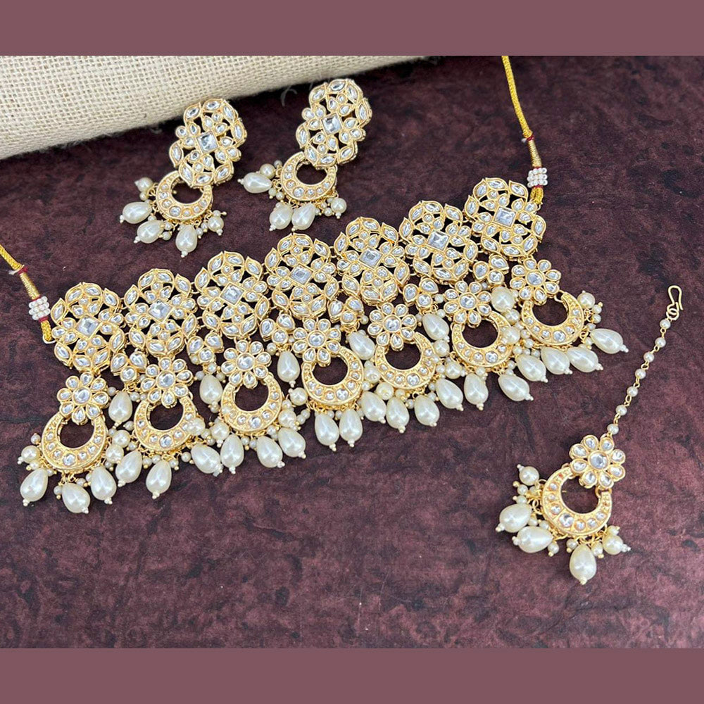 Pooja Bangles Gold Plated Kundan Stone & Beads Necklace Set