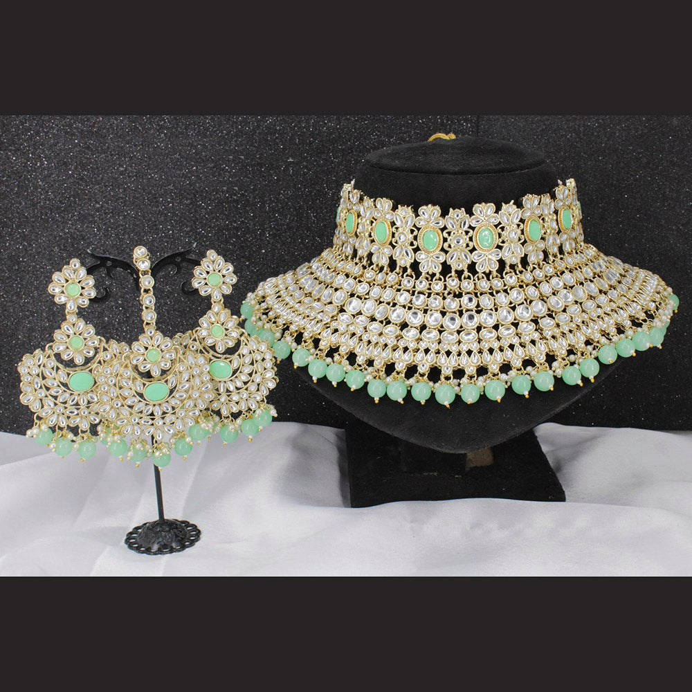 Pooja Bangles Gold Plated Kundan Stone & Beads Necklace Set