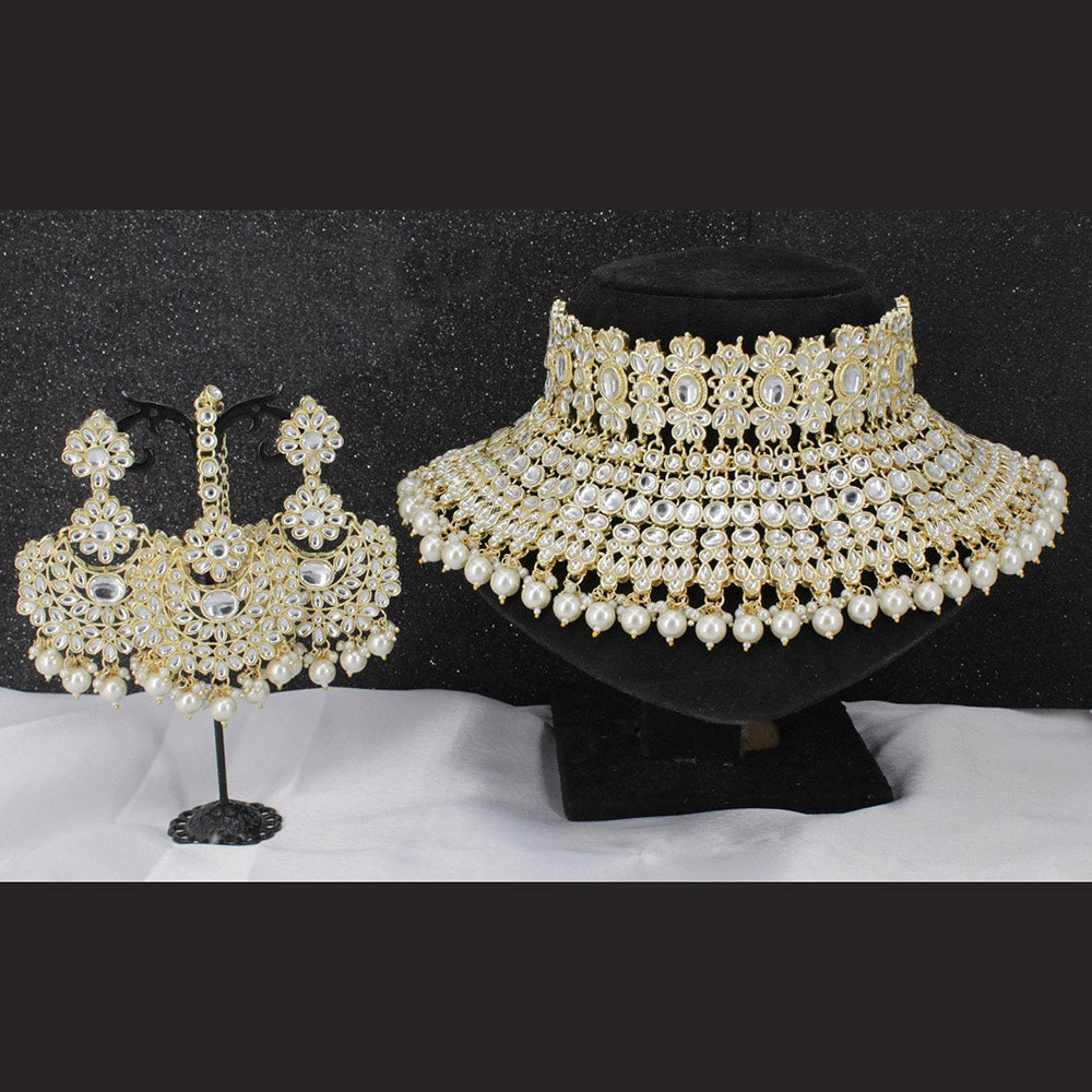 Pooja Bangles Gold Plated Kundan Stone & Beads Necklace Set