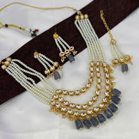 Pooja Bangles Gold Plated Kundan Stone & Beads Necklace Set