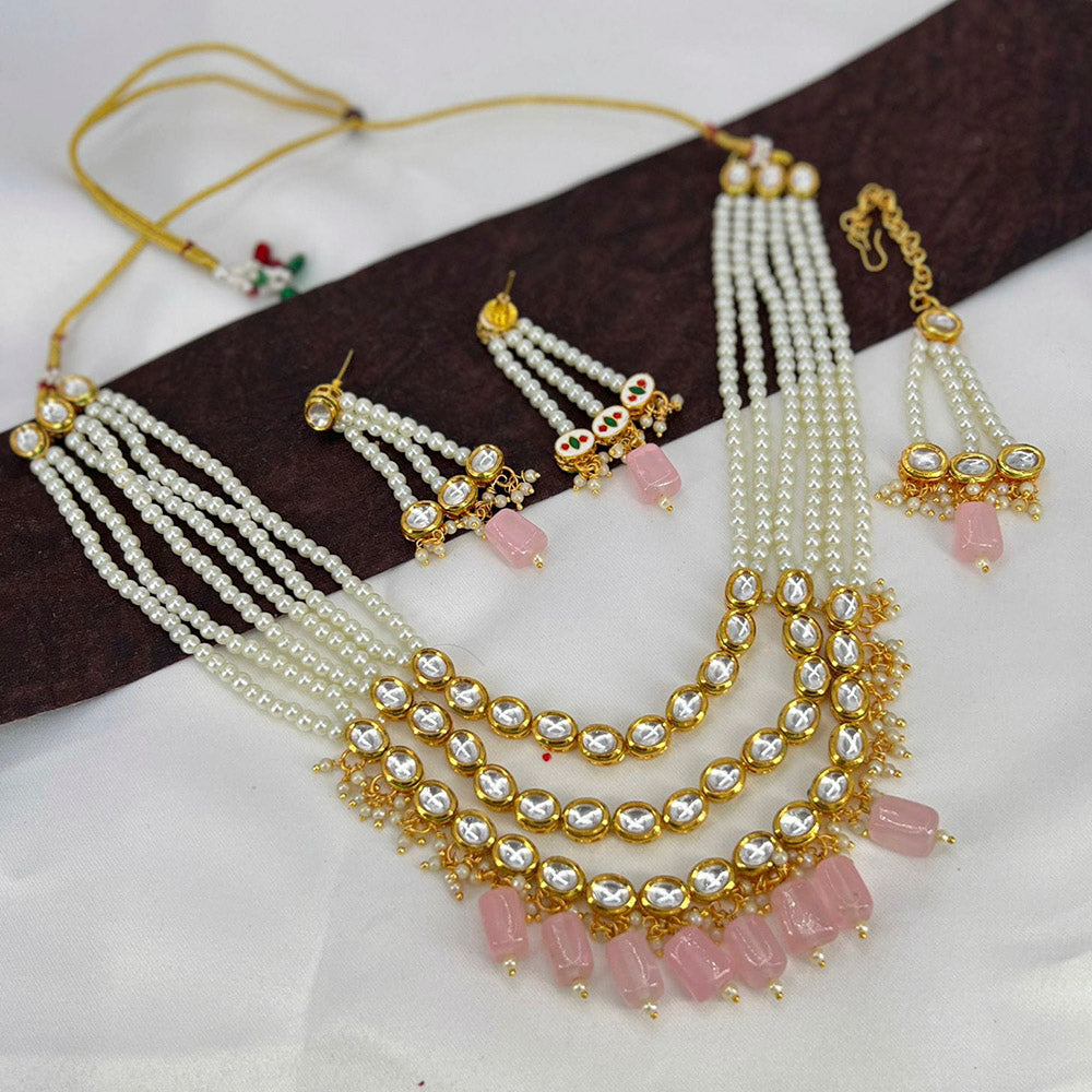 Pooja Bangles Gold Plated Kundan Stone & Beads Necklace Set