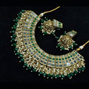 Pooja Bangles Gold Plated Kundan Stone & Beads & Mirror Necklace Set