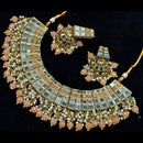Pooja Bangles Gold Plated Kundan Stone & Beads & Mirror Necklace Set