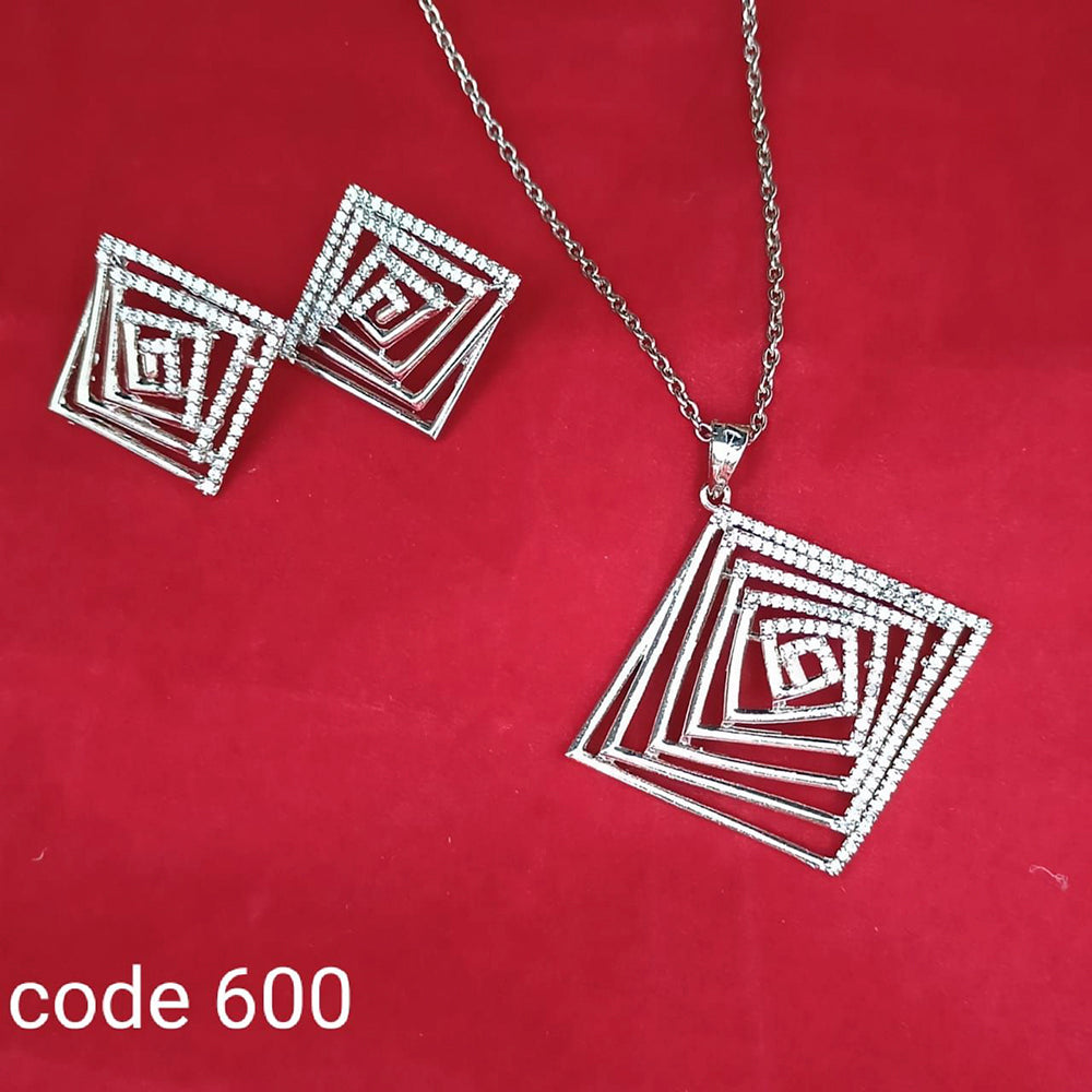 Pooja Bangles Silver Plated Austrian Stone Pendant Set