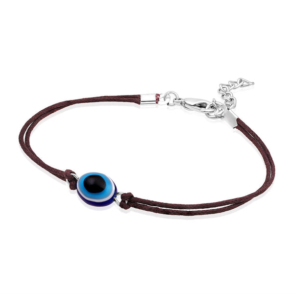 Mahi Rhodium Plated Evil Eye Adjustable Anklet Painjan Payal with Rope for Women (PL1100140R)