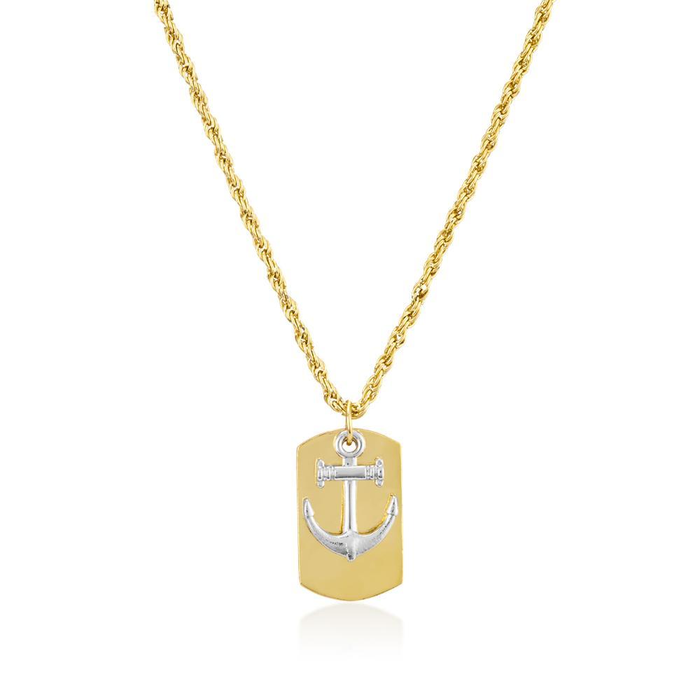 Mahi Gold Plated Anchor Dog Tag Locket For Men