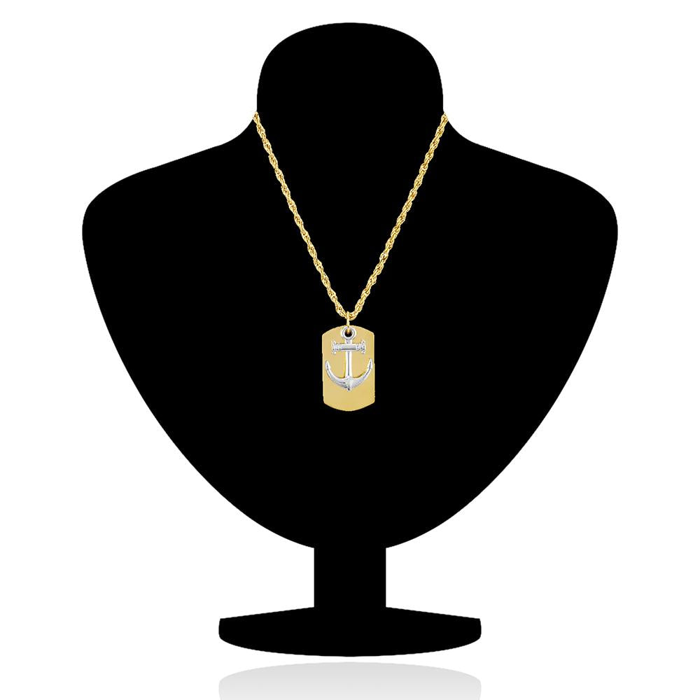 Mahi Gold Plated Anchor Dog Tag Locket For Men