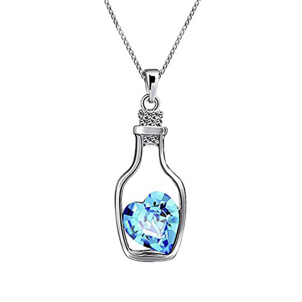 Mahi Solitaire Crystal Valantine Heart Bottle Pendant