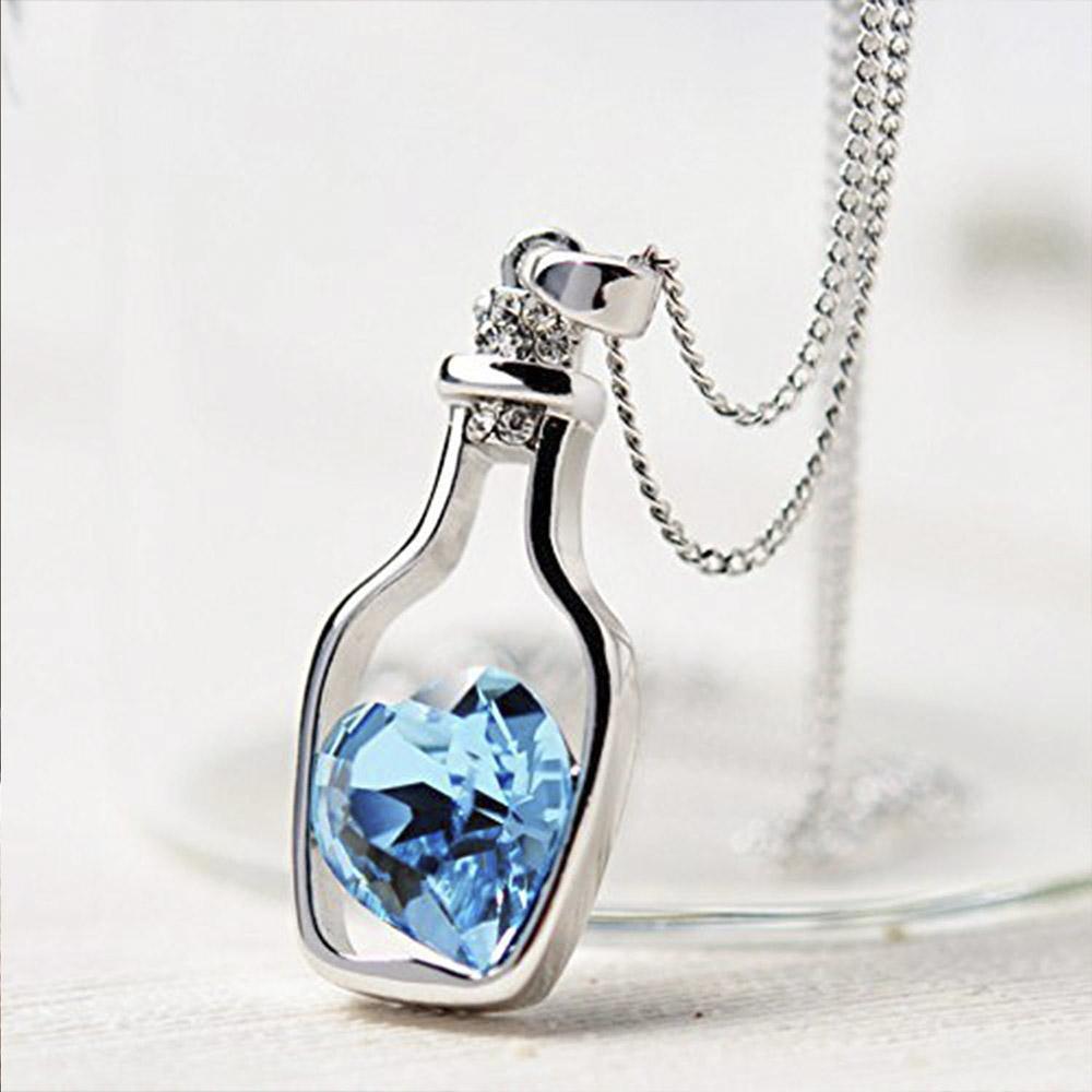 Mahi Solitaire Crystal Valantine Heart Bottle Pendant