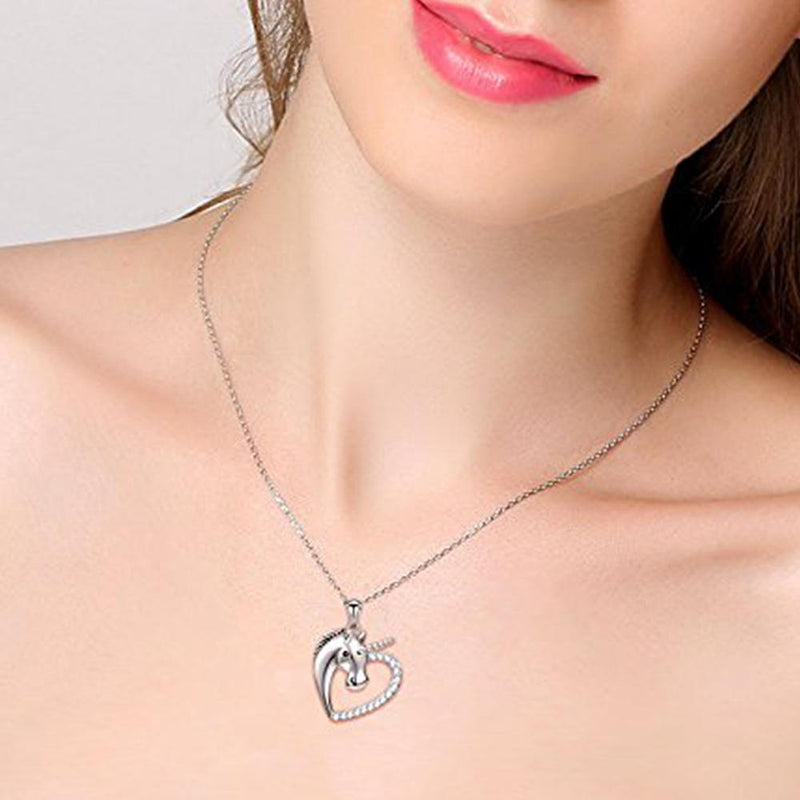 Mahi Heart Love Innocent Unicorn Pendant with Cubic Zirconia