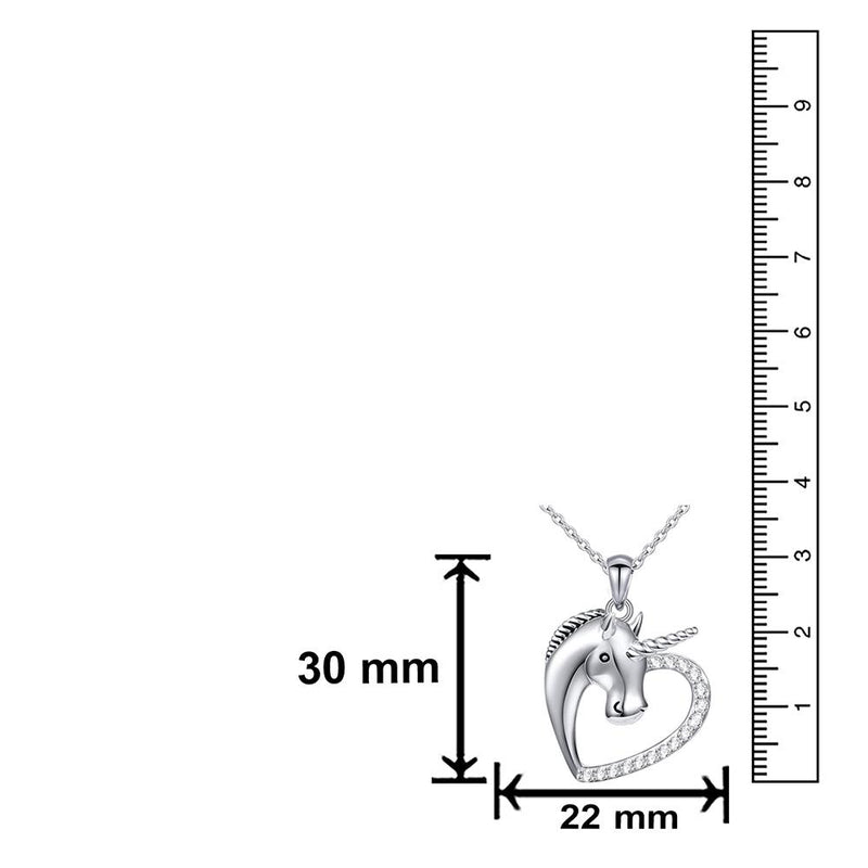 Mahi Heart Love Innocent Unicorn Pendant with Cubic Zirconia