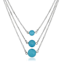 Mahi Designer Multilayered chain Aqua Blue Beads Neckace