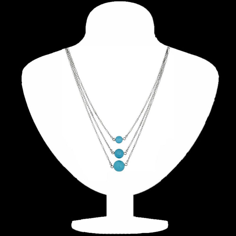Mahi Designer Multilayered chain Aqua Blue Beads Neckace