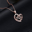 Mahi Rose Gold Plated Dual Heart Pendant For Mom With Crystal Stone