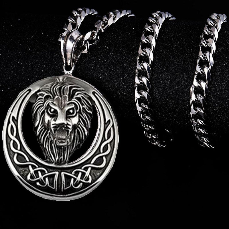 Mahi Rhodium Plated Roaring Lion Pendant for mens and boys