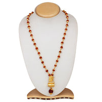 Mahi Lord Shiva Damru and Chhatrapati Shivaji Maharaj Pendant with 24 Inch Rudraksh Mala for Men and Women (PS1101707G)