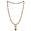Mahi Lord Shiva Damru and Chhatrapati Shivaji Maharaj Pendant with 24 Inch Rudraksh Mala for Men and Women (PS1101707G)
