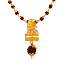 Mahi Lord Shiva Damru and Chhatrapati Shivaji Maharaj Pendant with 24 Inch Rudraksh Mala for Men and Women (PS1101707G)