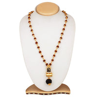 Mahi OM Trishul and Shiva Damru Religious Pendant with 24 Inch Rudraksh Mala for Men and Women (PS1101710G)
