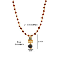 Mahi OM Trishul and Shiva Damru Religious Pendant with 24 Inch Rudraksh Mala for Men and Women (PS1101710G)