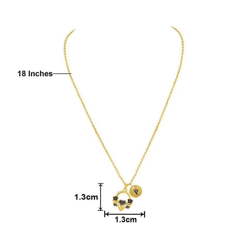 Mahi Heart Coin Charm Pendant with Link Chain for Women (PS1101759G)