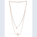 Mahi Rosegold Plated Stylish Fashionable Multilayer Chain Charm Pendants Necklace (PS1101760Z)