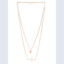 Mahi Rosegold Plated Stylish Fashionable Multilayer Chain Charm Pendants Necklace (PS1101761Z)