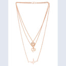 Mahi Rose Gold Plated Stylish Fashionable Multilayer Chain Charm Pendants Necklace (PS1101762Z)