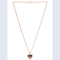 Mahi Heart Dolphino Pendant with Solitaire Multicolor Swarovski Crystal for Women (PS1101763ZMul)