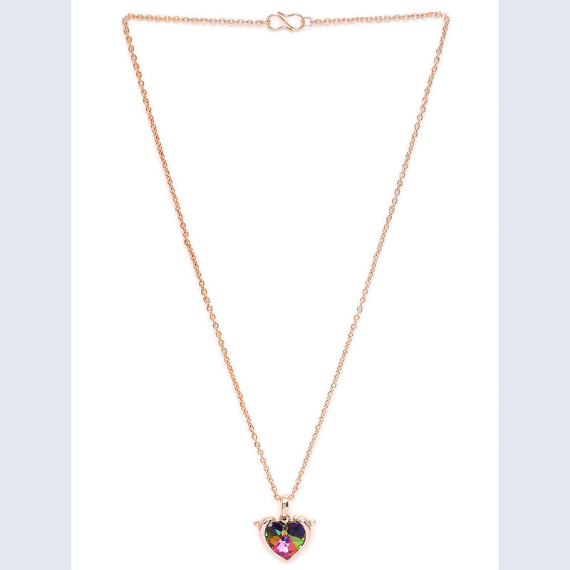 Mahi Heart Dolphino Pendant with Solitaire Multicolor Swarovski Crystal for Women (PS1101763ZMul)