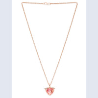 Mahi Heart Dolphino Pendant with Solitaire Pink Swarovski Crystal for Women (PS1101764ZPin)