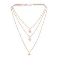 Mahi Multilayer Wheel, Lotus and Hexagone Charms Multi Strand Chain Pendants Layered Necklace for Women (PS1101769Z)