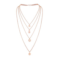 Mahi Multilayer Swastik, Hexagone, Trishul and Sun Charms Multi Strand Chain Pendants Layered Necklace for Women (PS1101773Z)