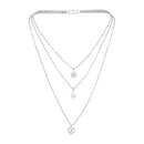 Mahi Dual Heart and Wheel Charms Multi Strand Chain Pendants Layered Necklace for Women (PS1101775R)