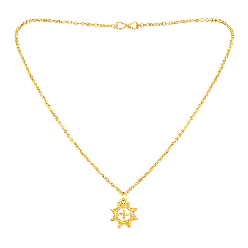 Mahi Gold Plated Sun Pendant with Chain for Men and Women (PS1101778G)