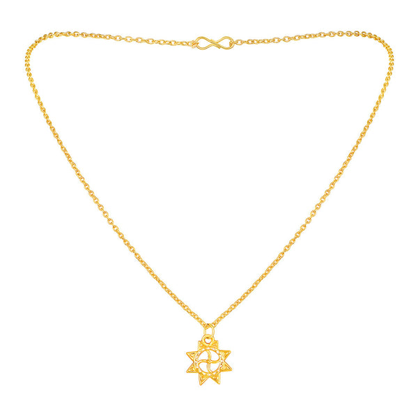 Mahi Gold Plated Sun Pendant with Chain for Men and Women (PS1101778G)